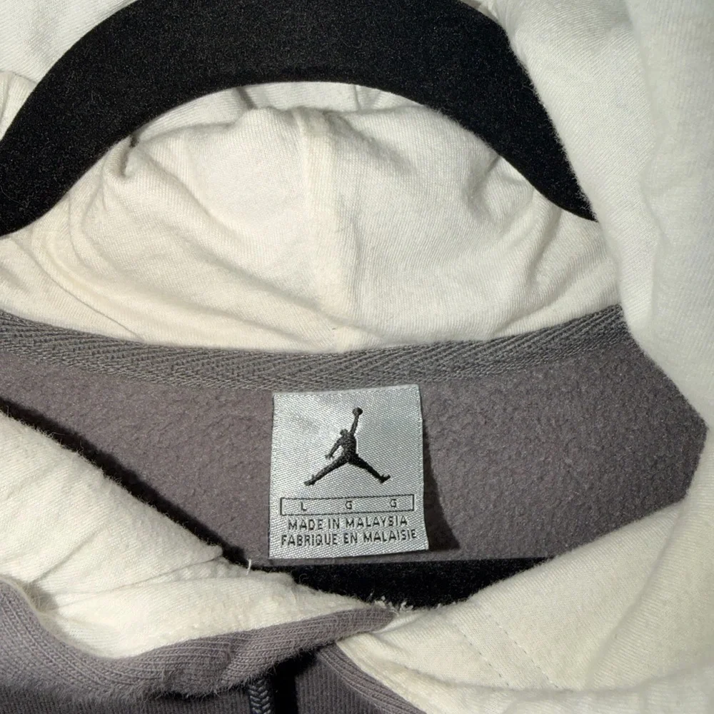 Vintage Old School Jordan Gray and White Pullover Hoodie